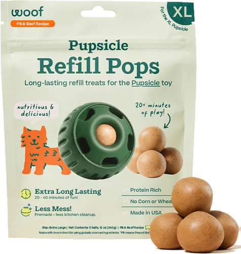 Vista 16 de WOOF Pupsicle Refill Pops - Snacks para perro de poco desorden - con mantequilla de cacahuete y carne de res - Premios para perro - De larga
