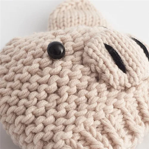 Vista 3 de Sombrero de punto para recién nacido, accesorios para fotografía de bebé, accesorios para fotos de cerdo de dibujos animados, color beige