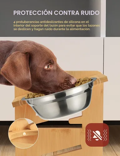 Vista 5 de Vantic Cuencos elevados para perros, soporte elevado ajustable para perros Bambú