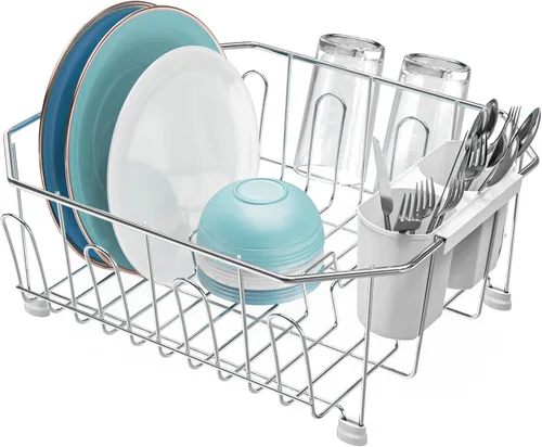 Vista 17 de GSlife Escurridor de platos pequeño en el fregadero, escurridor de platos compacto para fregadero de cocina y apartamento, resistente a