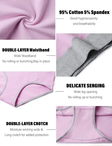 Vista 4 de POKARLA - Ropa interior de algodón y con cintura alta para mujer, es suave, es transpirable, son calzones elásticos, con talla regular