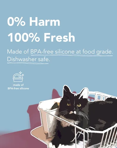 Vista 4 de Lukamoo® Juego de tapas y tapas para latas de comida para gatos (dos tapas, una cuchara 2 en 1/abridor), para gatos y perros, apto