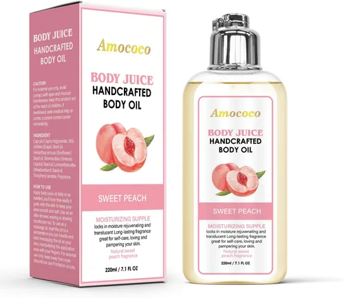 Vista 10 de Aceite de jugo corporal, fragancia de coco fresco, aceite corporal hidratante hecho a mano, 7.1 onzas líquidas