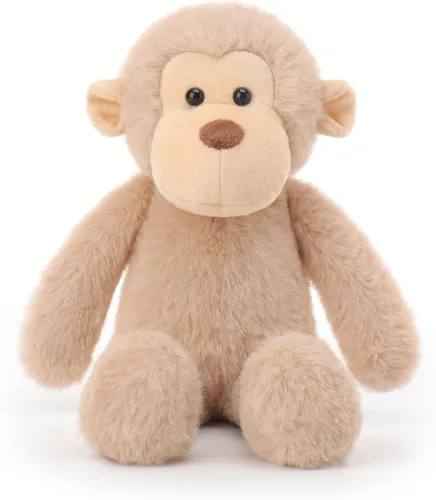 Vista 3 de Apricot Lamb Mono de peluche marrón claro para niños, juguetes de peluche suaves y lindos para bebés, niñas y niños, 7 pulgadas