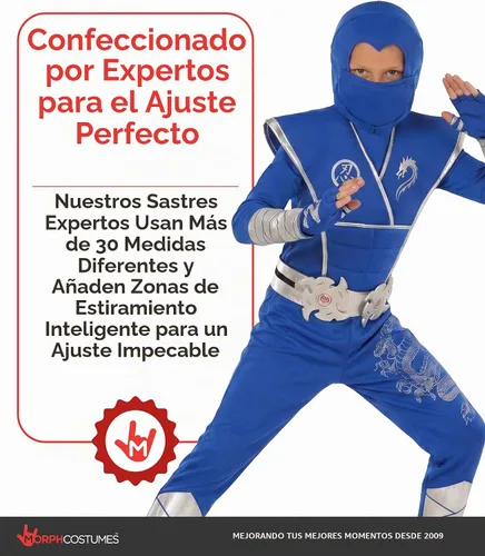 Vista 7 de Morph, Disfraz de ninja para niños, disfraces de Halloween para niños Azul