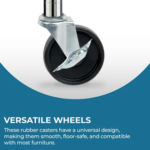 Vista 7 de Honey-Can-Do 4" Swivel Caster Wheels Set of 4, Heavy Duty for Wire Shelving Black