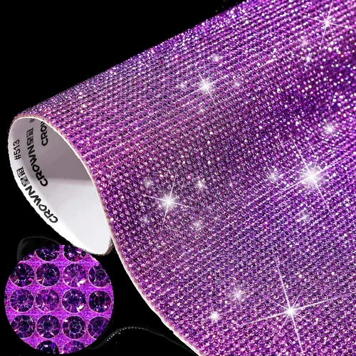 Vista 30 de Outus 12000 Piezas Lámina de Pedrería Brillante Calcomanía de Pedrería DIY para Decoración de Automóvil Calcomanía Autoadhesiva de Gemas de Cristal