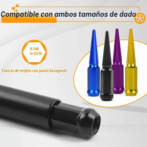 Vista 4 de Llave para Tuercas de Llanta MIKKUPPA - Juego de Tuercas de Bloqueo con 19mm de Hexágono, Herramienta de Reemplazo Universal para Tuercas de Bloqueo
