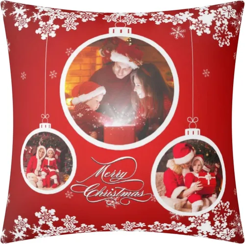 Vista 8 de POPCUSTOMS Funda de almohada personalizada con impresión de doble cara, funda de almohada con foto personalizada, decoración de Navidad, decoración