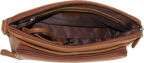 Vista 3 de CTM Bolso bandolera de cuero para mujer con organizador lateral
