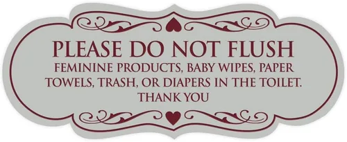Vista 28 de Signs ByLITA Designer Please Do Not Flush Etiqutte Letrero (negro) - Pequeño 1 paquete