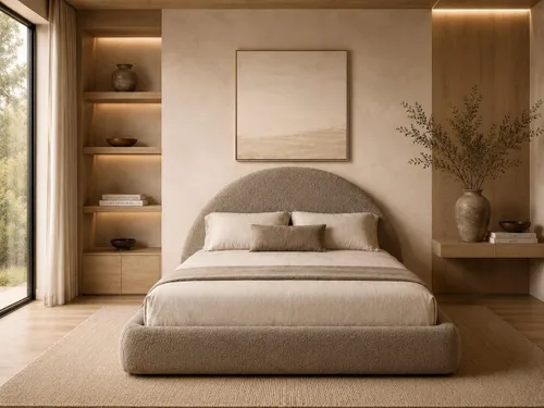 Vista 24 de Cama redonda – Funda lavable con cremallera – Espuma suave tapizada de lino – Modular minimalista moderno – Media luna – Se vende por separado