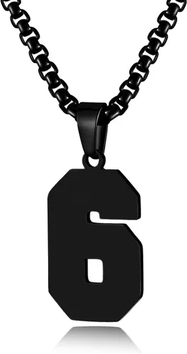 Vista 138 de Collar de Número Dorado para Hombre, Cadena de Acero Inoxidable con Colgante de Número para Atletas, Joyería Deportiva Personalizada para Niños