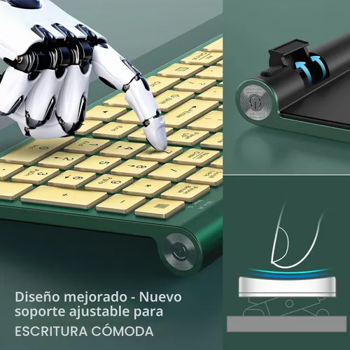 Vista 8 de Combo de teclado y mouse inalámbricos JOYACCESS, teclado de mecanógrafo ergonómico de 2.4G con receptor Type-C y inclinación ajustable