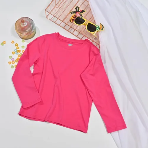 Vista 5 de Semois Paquete de 5 camisetas de manga larga para niñas, algodón suave, cuello redondo, camisetas básicas de manga larga para niñas pequeñas