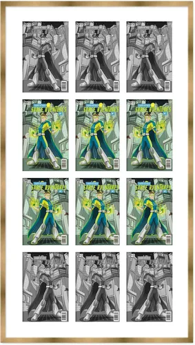 Vista 106 de Marco de cómic blanco mate para cómics publicado entre 1938 y 1955 (marco de madera maciza de cómic de la edad dorada) hecho para mostrar 4 cómics