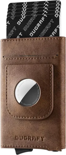Vista 10 de DUGRAFT - Cartera desplegable compatible con AirTag, soporte para tarjetas Negro