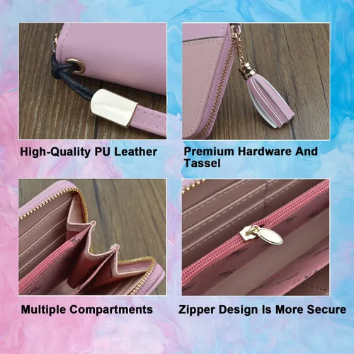 Vista 2 de Oirtmiu Cartera de mujer con gran capacidad, Empalme Rosa, Classic