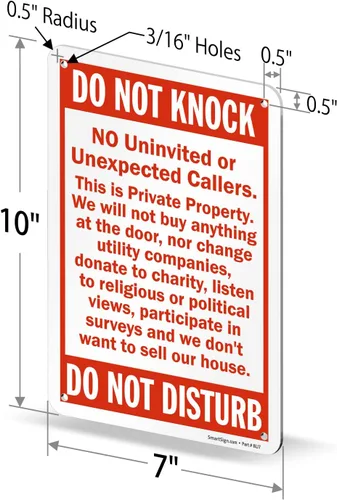 Vista 6 de SmartSign Security cartel, leyenda ""Do Not Knock - Do Not Disturb", rojo sobre blanco, Rojo sobre blanco, 1
