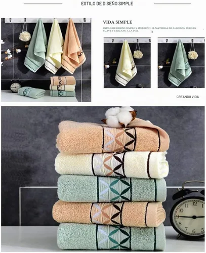Vista 6 de Paquete de 2 toallas de mano, de algodón, toallas 100% algodón para el rostro, toalla suave duradera y altamente absorbente para baño, de lujo