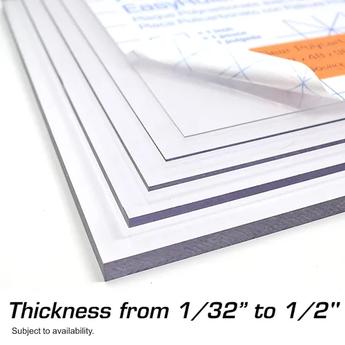 Vista 5 de Lámina de plástico transparente de policarbonato de 12" x 24" x 0.030" (1/32") exacta con película EasyRuler, resistente a roturas, más fácil
