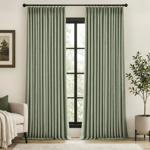 Vista 17 de MIULEE - Cortinas plisadas de lino 100 % opacas de color beige, 40 x 63 pulgadas