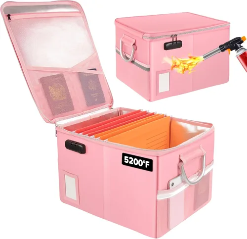 Vista 12 de TOMKID Archivador ignífugo con cerradura, organizador de documentos ignífugo, caja de archivos plegable, archivador con asa para certificaciones