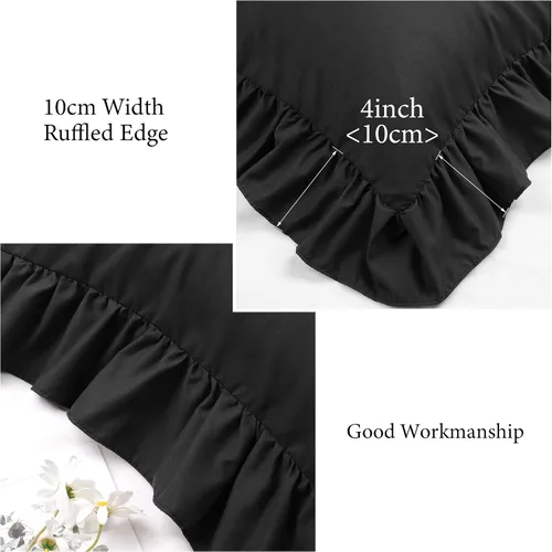 Vista 6 de PiccoCasa Fundas de almohada con volantes cepillados, fundas de almohada suaves y transpirables con cierre de sobre, dobladillo de 4 pulgadas, funda