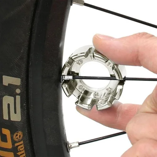 Vista 2 de Goabroa Llave de radios de bicicleta, acero duro 8 en 1 de acero endurecido para ajuste de tensión de rueda de precisión, compatible con pezones