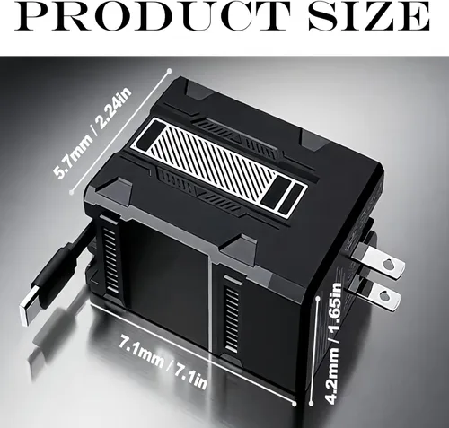Vista 6 de Adaptador de carga rápida 2 en 1 compatible con 120 W, nuevo módulo de carga rápida retráctil escalable de 120 W, adaptador de carga plegable todo