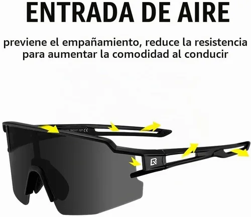 Vista 2 de ROCKBROS Polarized Sports Sunglasses Anti-Glare HD Cycling Sun Glasses Todo negro