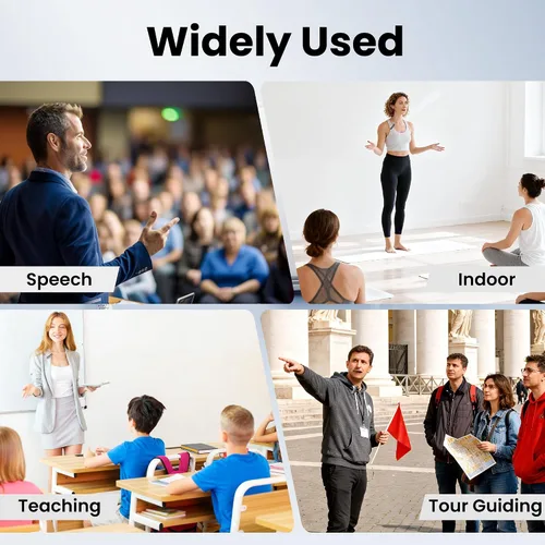 Vista 9 de Amplificador de voz Micrófono inalámbrico con Lavalier Bluetooth, micrófono portátil y altavoz para profesores, mini amplificador recargable, ideal