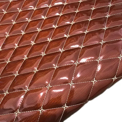 Vista 14 de Tela de piel sintética gruesa y brillante, vinilo láser de 60 x 39 pulgadas, material acolchado de esponja de cuero bordado para tapicería, sofá