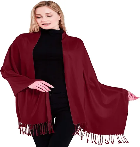 Vista 37 de CJ Apparel Solid Color Tassels Design Nepalese Shawl Seconds Scarf Wrap Stole Throw Head Wrap Pashmina Hand Made in Nepal Amarillo ámbar