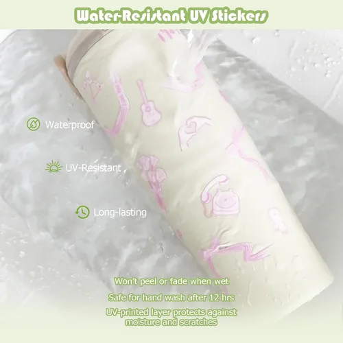 Vista 11 de Swiftie-Inspired - Adhesivo estético de transferencia UV rosa para Owala FreeSip 24 onzas, calcomanía para botella bonita y elegante inspirada