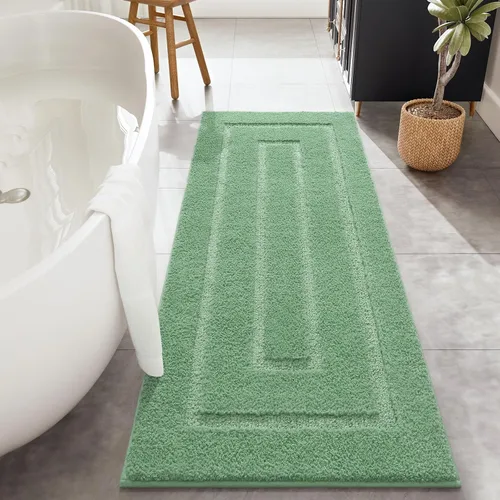 Vista 41 de HOMORE Alfombra de baño negra de 24 x 17 pulgadas, suave y absorbente, alfombra de baño pequeña, alfombra de baño lavable antideslizante para bañera