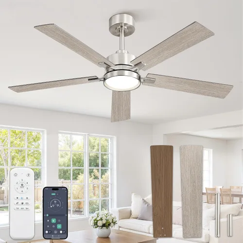 Vista 13 de 52 Inch Ceiling Fan with Lights,APP&Remote Control,DC Motor Black