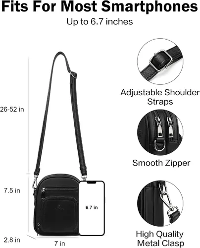 Vista 5 de FADEON Monederos pequeños para mujer, bolsos cruzados de cuero sintético de diseñador, mini bolso cruzado para viaje, bolsa de hombro, ranuras