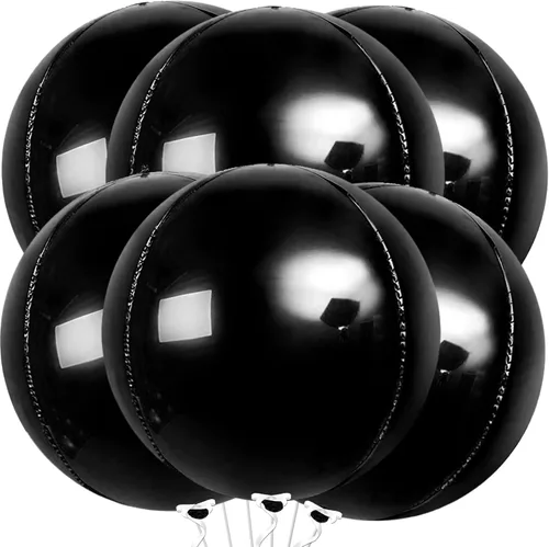Vista 3 de KatchOn, Globo grande de aluminio dorado de 22 pulgadas, paquete de 6, globos gigantes negros metálicos, 22 pulgadas, paquete de 6, globos de Mylar