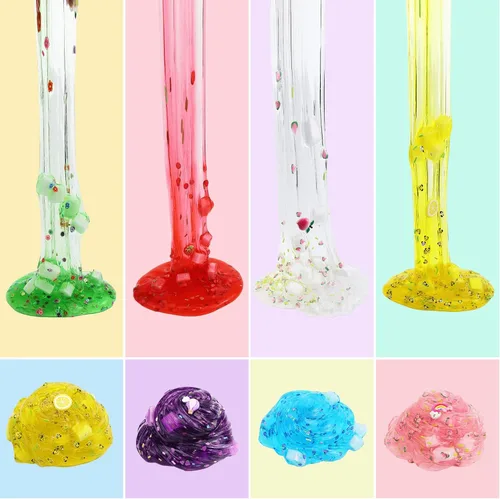 Vista 4 de UIVIEHIR Kit de Slime Transparente Jelly Cube de 8 Paquetes para Niños, Slime Crujiente, Juguete Antiestrés, Obsequios de Fiesta para Niñas y Niños