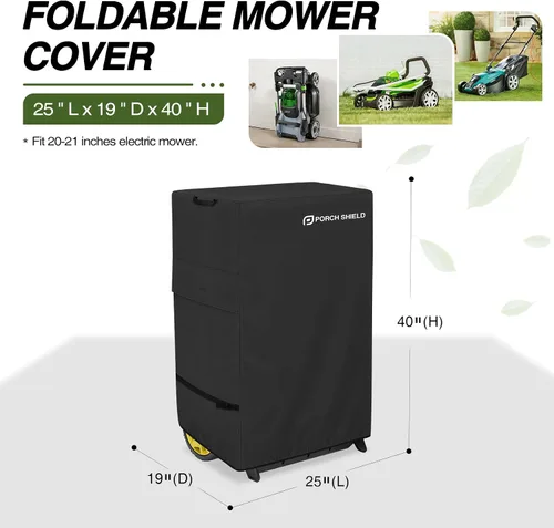 Vista 2 de Porch Shield Funda inalámbrica para cortacésped – Cubierta impermeable para cortacésped eléctrica de 20 a 21 pulgadas de largo, 25 pulgadas de largo