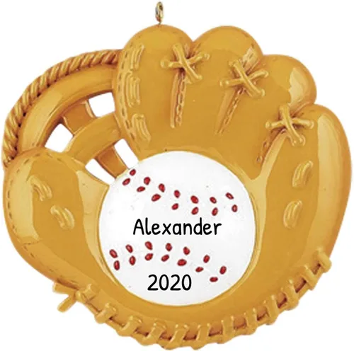 Vista 7 de Adorno de Navidad de béisbol personalizado Recuerdo deportivo personalizado con nombre y año Decoración de árbol de vacaciones de béisbol hecha