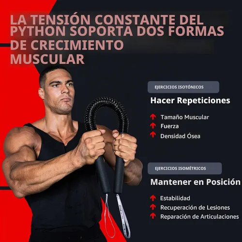 Vista 4 de Barra Power Twister de Python - Equipo de ejercicio para fortalecer la parte superior del cuerpo para pecho, hombro, antebrazo, bíceps y brazos por