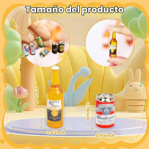 Vista 2 de Hiawbon 11 botellas de cerveza en miniatura a escala 1:12/1:6 mini botellas