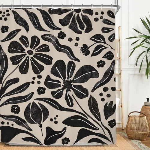 Vista 11 de Miyotaa - Juego de cortina de ducha con flores para decorar un baño pequeño o una ventana, 36 pulgadas de ancho x 71 pulgadas de alto, cortina