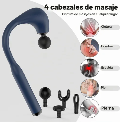 Vista 5 de Pistola de masaje de tejido profundo con mango extendido, revolucionario masajeador de espalda en forma de U, masajeador corporal para cuello