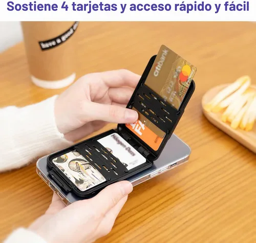 Vista 4 de PROfezzion para tarjetero MagSafe, bloqueo RFID, imán de doble cara Negro
