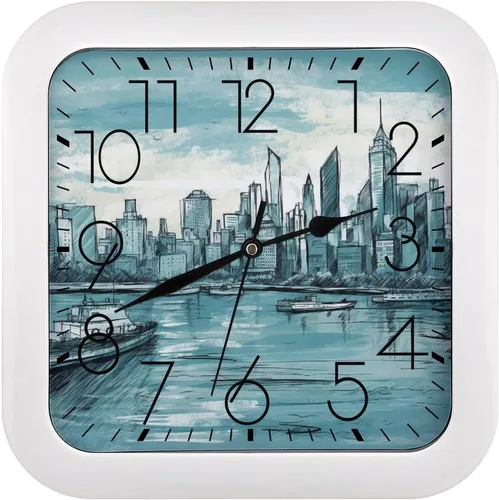 Vista 19 de 10" Square Modern Wall Clock,Art Chicken Animal Painting Print Kitchen Clocks Wall Battery Operated,Silent Non Ticking Unique Funny Cute Wall Clock