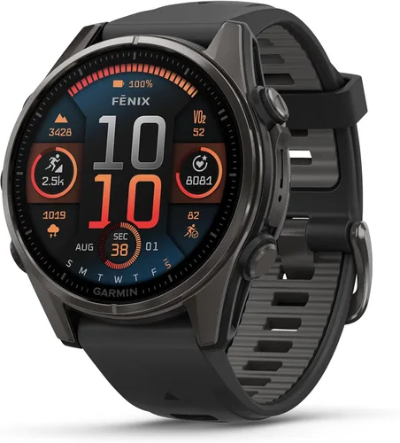 Vista 2 de Garmin Fenix 8 Premium - Reloj inteligente multideporte GPS para correr, 43 mm AMOLED, clasificado para buceo, linterna incorporada Titanio DLC