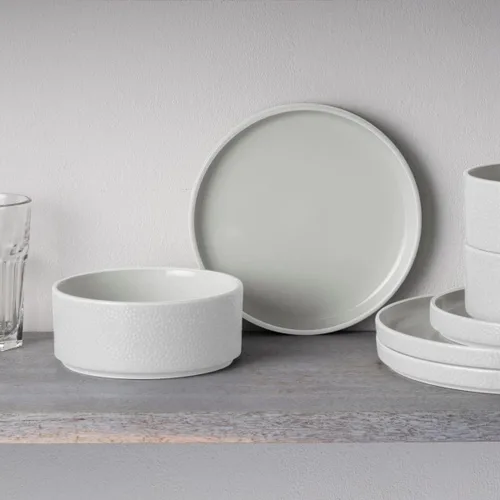Vista 5 de Noritake ColorTex Stone White - Juego de vajilla de 12 piezas, servicio para 4 personas
